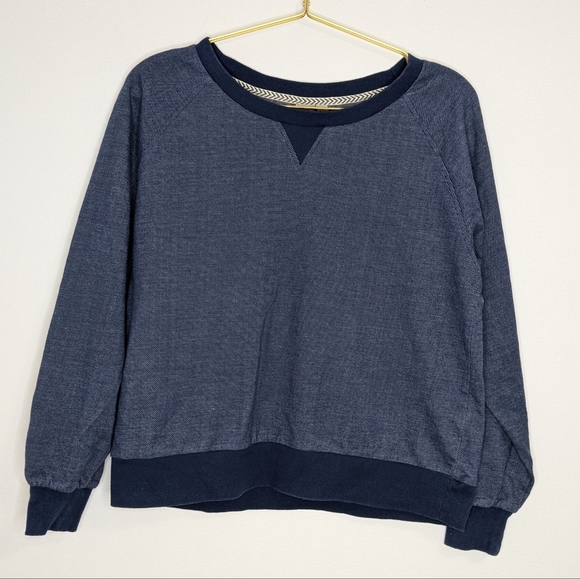 Adventura Medium Blue Organic Cotton Scoop Neck Pullover Sweater - Picture 1 of 10